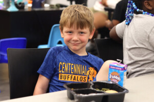 Child eating a meal at a Summer Feeding site.